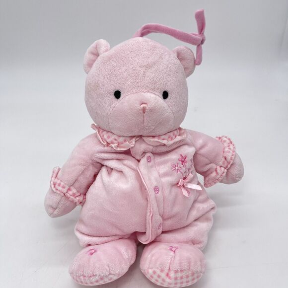 Carters Just One Year Musical Pull Pink Teddy Bear 10" Plush Lullaby Baby Crib - Picture 10 of 12